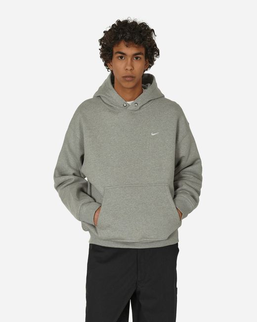 Nike Solo Swoosh Thermo Fleece Hooded Sweatshirt Dark Grey Heather