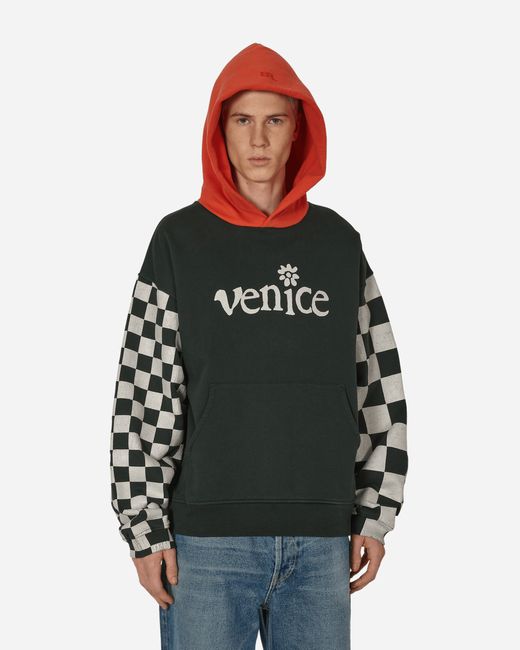 Erl Venice Checked Sleeve Hooded Sweatshirt