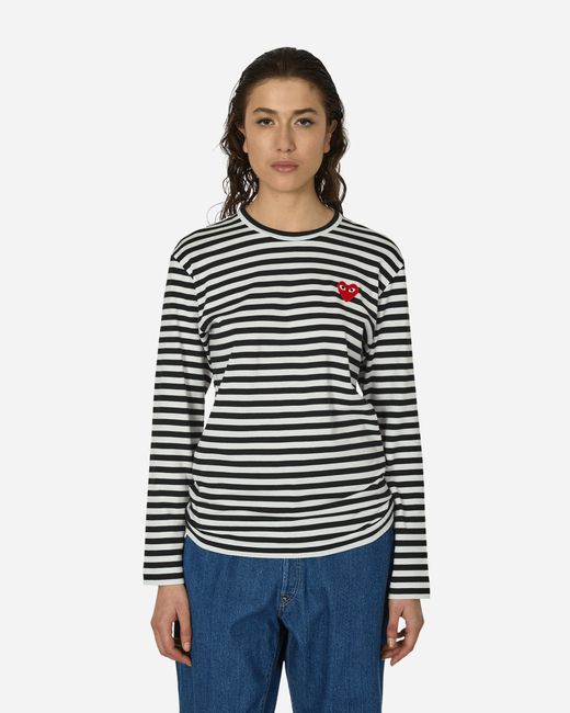 Comme Des Garçons Play Heart Striped Longsleeve T-Shirt