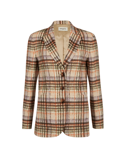 Sonia Rykiel Brushed Wool Tartan Oversized Jacket V002