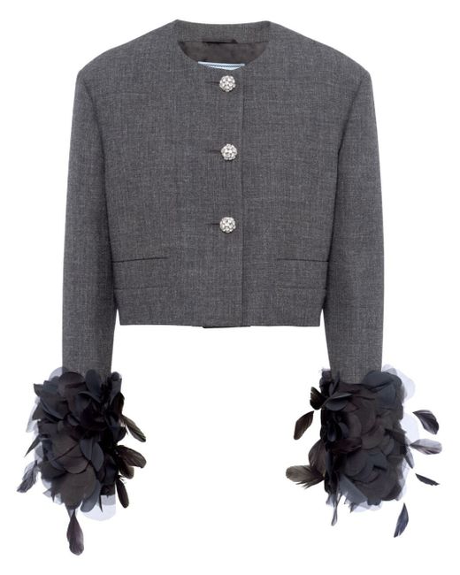 Prada Cropped Jacket With Feather