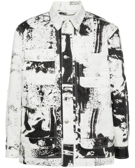 Alexander McQueen Patch Allover Fold Print Denim Jacket
