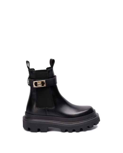 Dolce & Gabbana Brushed Leather Ankle Boots