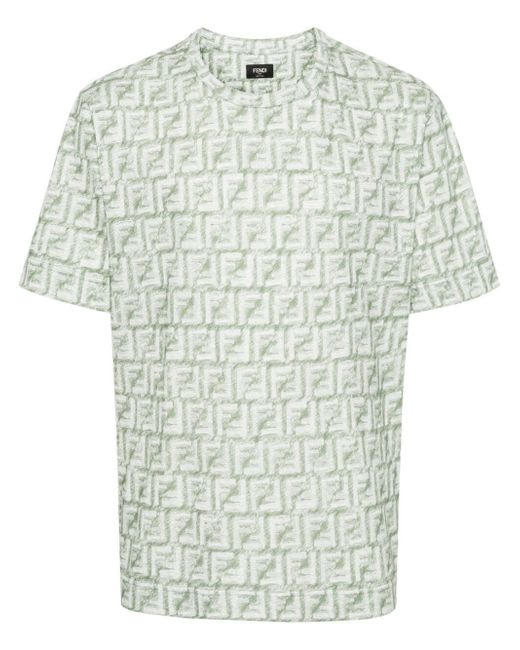 Fendi Fringed Print Ff T-Shirt