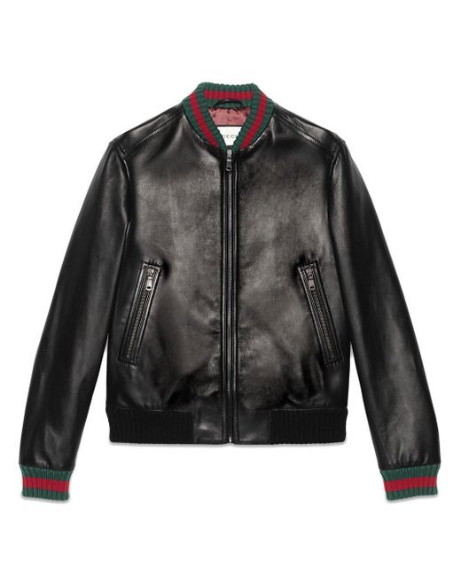 Gucci Leather Jacket With Web