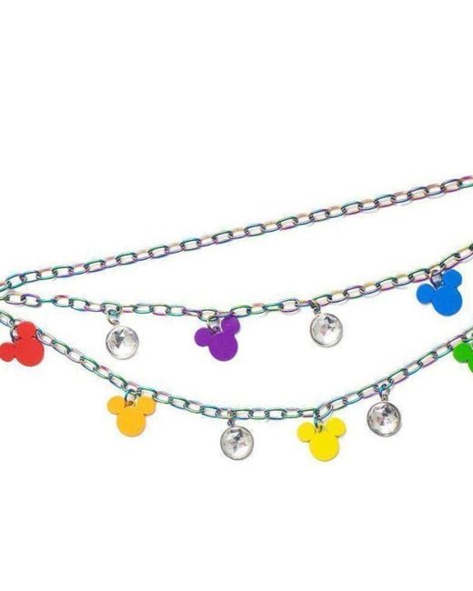 Buckle Down Products Disney Iridescent Rainbow Mickey Charm Chain Belt