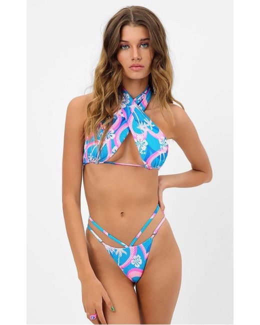 Frankies Bikinis Bash Mesh Halter Bikini Top Tropic Love