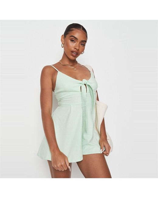 Missguided Petite Cami Button Playsuit