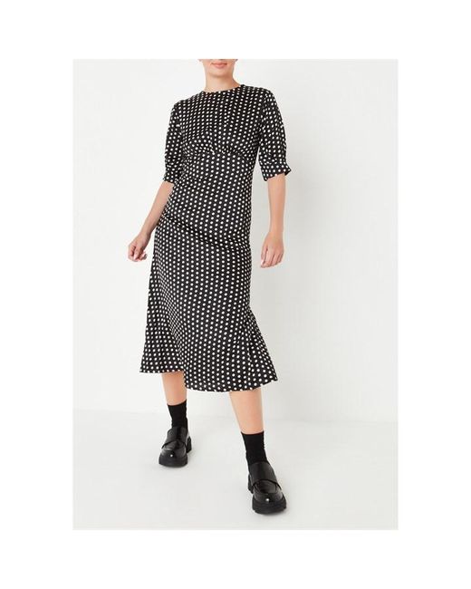 Missguided Polka Dot Ruched Satin Midaxi Dress