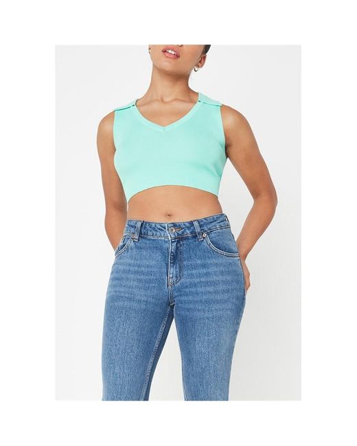 Missguided Rib Polo Knit Crop Top