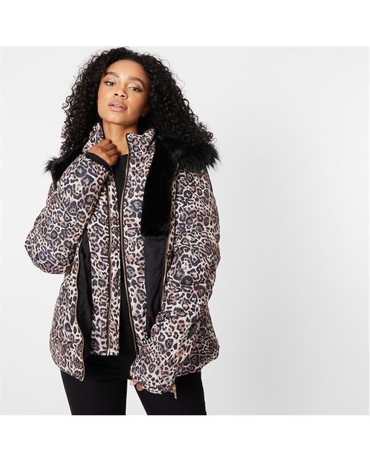 Biba Leopard Print Luxe Puffer Coat