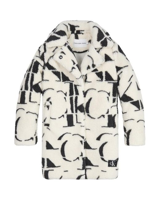 Calvin Klein Jeans Monogram Aop Fur Coat