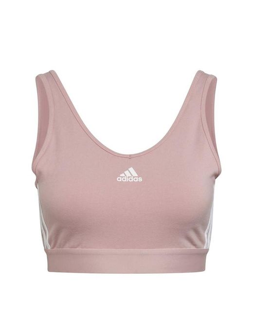 Adidas Essentials 3-Stripes Crop Top With Removable Pads