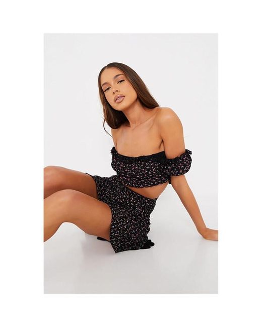 I Saw It First Ditsy Floral Puff Sleeve Crop Top