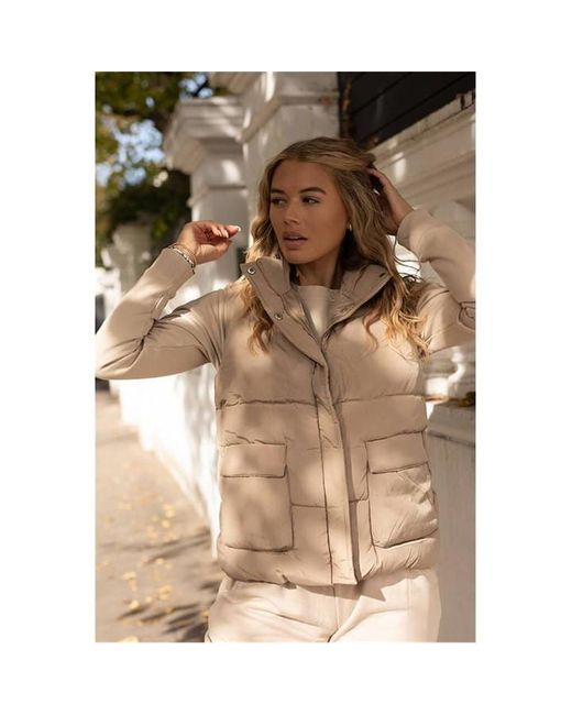 I Saw It First Camel Double Pocket Padded Gilet