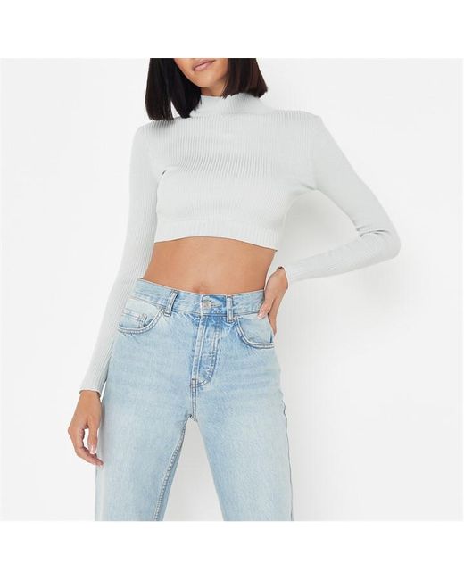 Missguided Rib High Neck Knit Crop Top