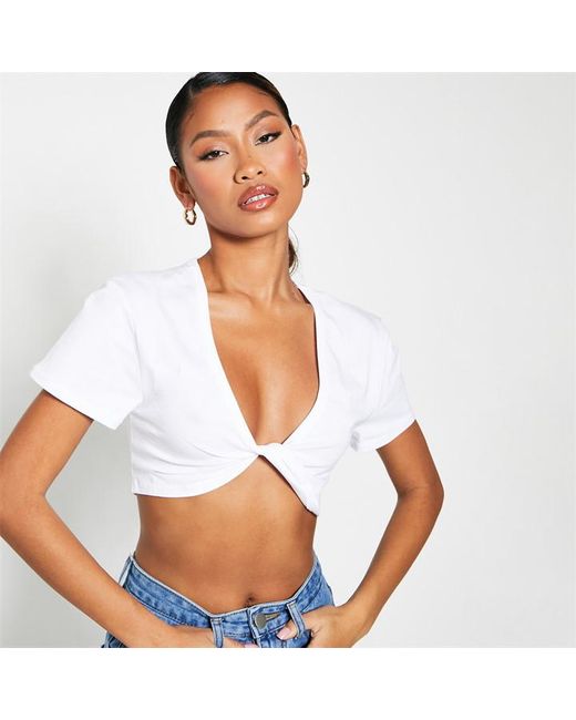 I Saw It First Cotton Twist Front Crop Top