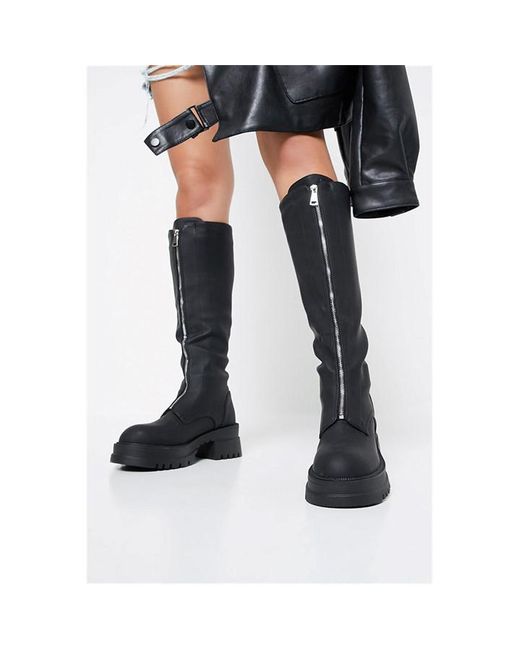 I Saw It First Zip Front Chunky Wellie Style Knee High Boots