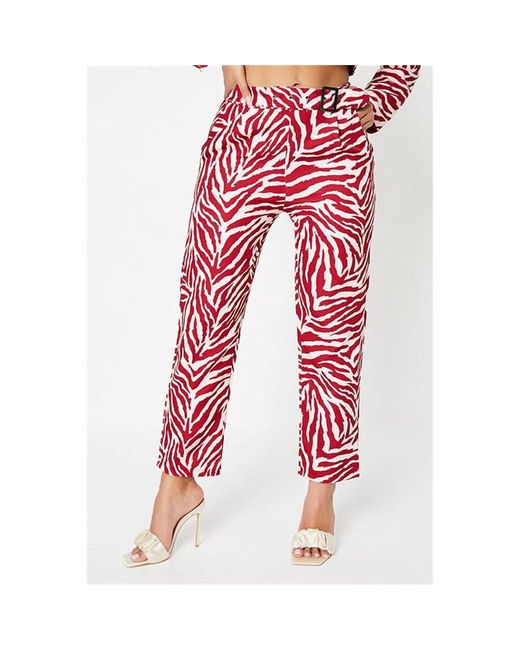 I Saw It First Zebra Tailored Cigarette Trouser With Buckle Belt
