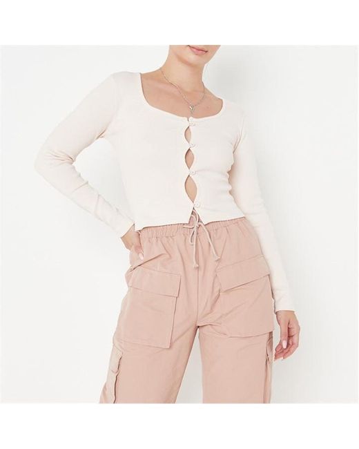 Missguided Rib Button Crop Top