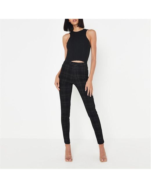 Missguided Vice Check Print High Waisted Jeans