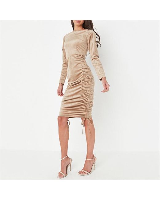 Missguided Petite Velour Ruched Midaxi Dress