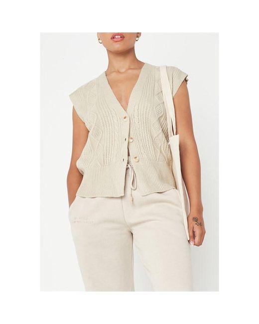 Missguided Button Front Cable Knit Sweater Vest