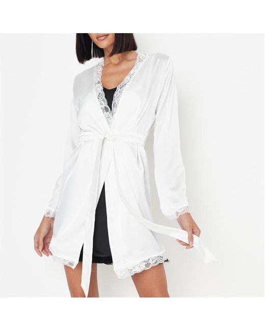 Missguided Bridal Lace Satin Dressing Gown