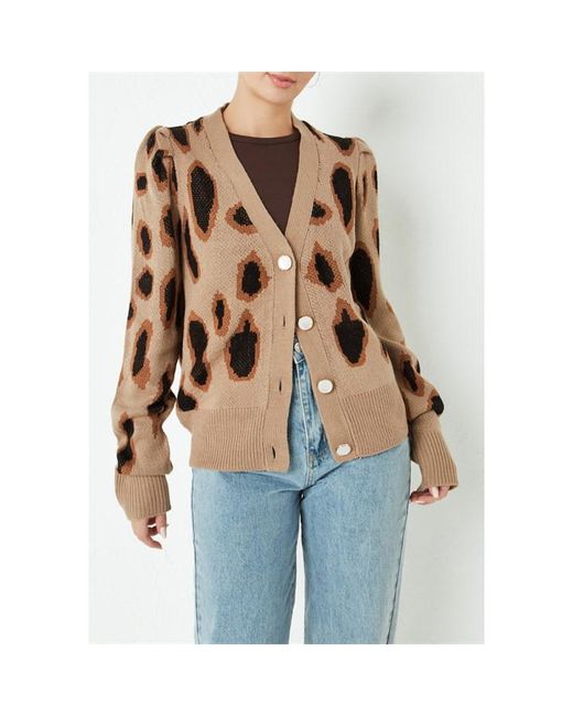 Missguided Leopard Print Button Knit Cardigan