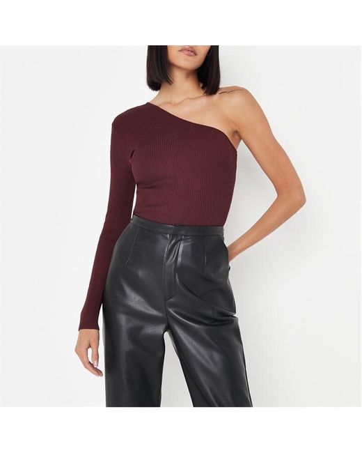 Missguided Rib One Shoulder Knit Crop Top
