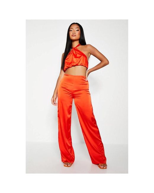 I Saw It First Bright Petite High Waisted Wide Leg Trousers