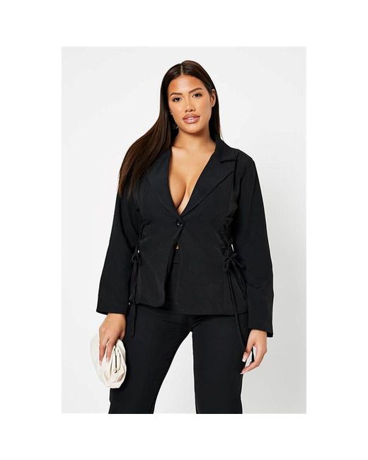 I Saw It First Co-Ord Woven Single Breasted Lace Up Blazer With Shoulder Pads