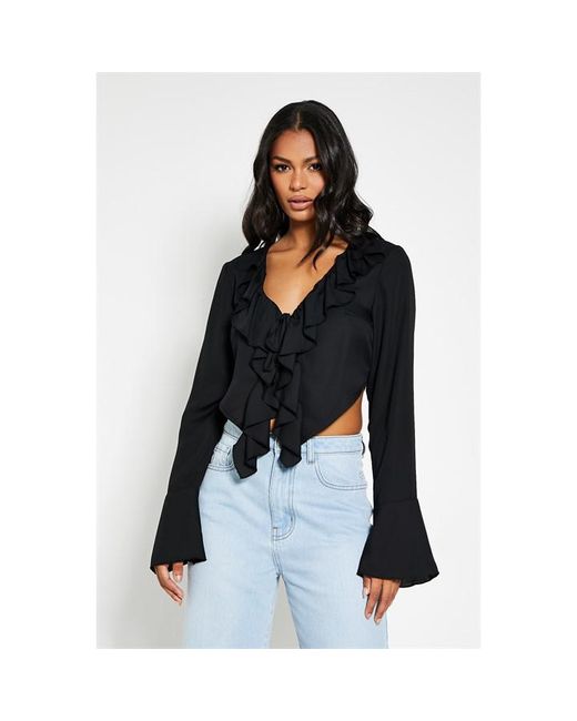 I Saw It First Sheer Tie Frill Front Blouse