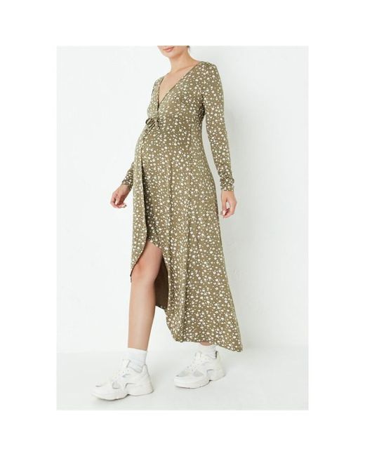 Missguided Ditsy Floral Wrap Front Maternity Midi Dress