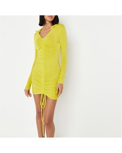 Missguided Tall Long Sleeve Slinky Ruched Mini Dress