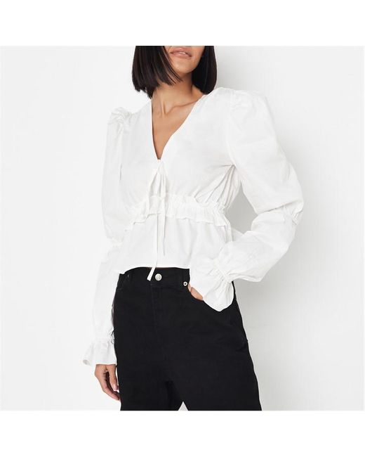Missguided Tall V Neck Balloon Sleeve Blouse