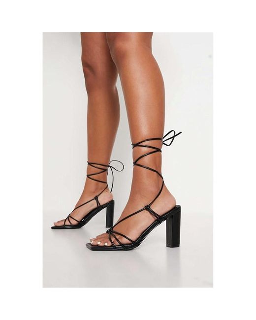 I Saw It First Knotted Lace Up Stiletto Heeled Sandal
