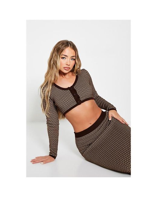 I Saw It First Monogram Knitted Crop Cardigan