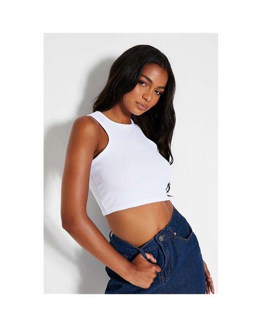 I Saw It First Racer Neck Ribbed Crop Top