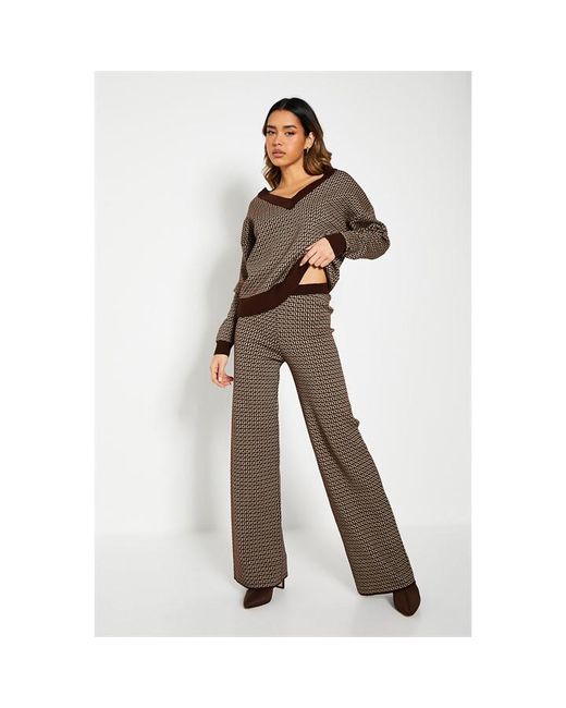 I Saw It First Monogram Knit Wide Leg Trousers