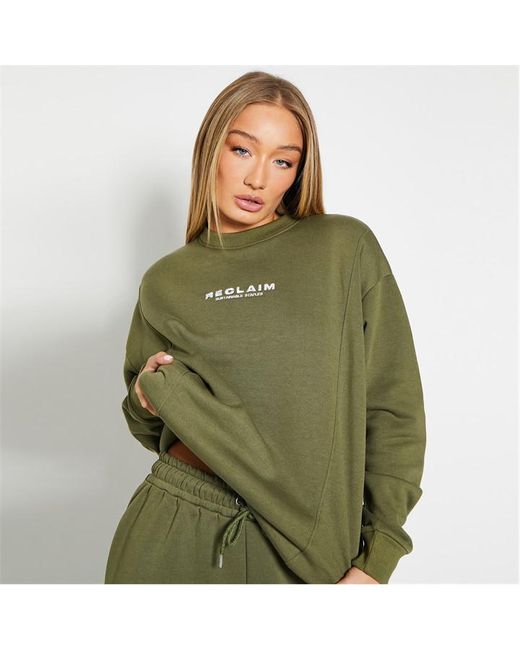 I Saw It First Reclaim Sustainable Staples V Neck Embroidered Crop Sweatshirt