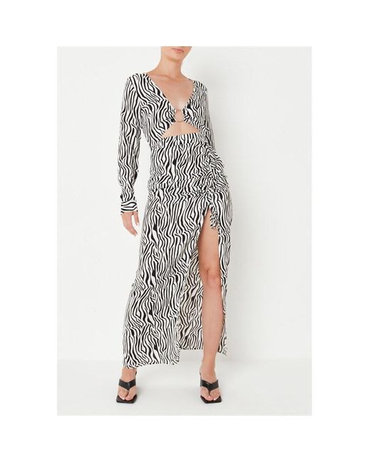 Missguided Ring Front Cut Out Ruched Maxi Dress