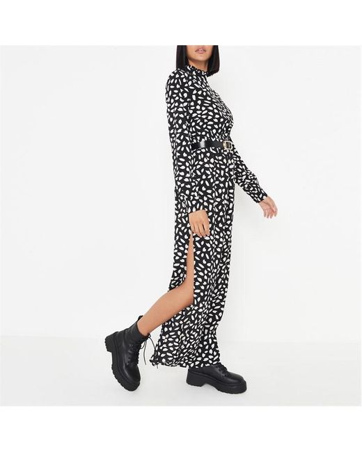 Missguided Smudge Print High Neck Maxi Dress
