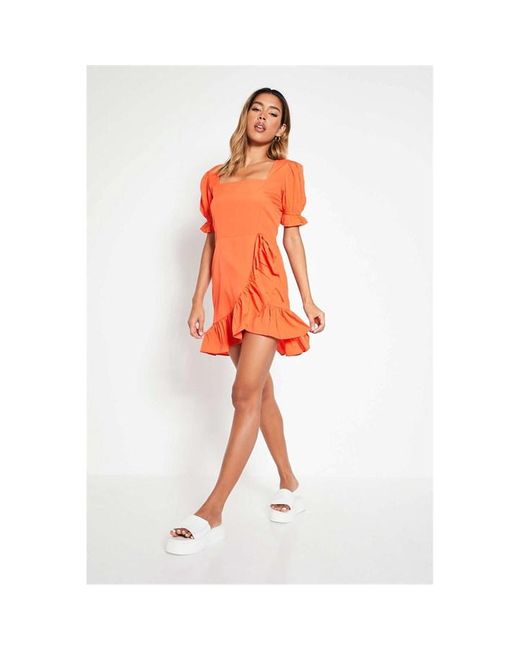 I Saw It First Woven Tie Back Wrap Front Short Sleeve Mini Dress