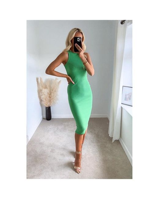 I Saw It First Kelly Racer Bodycon Ribbed Midaxi Dress