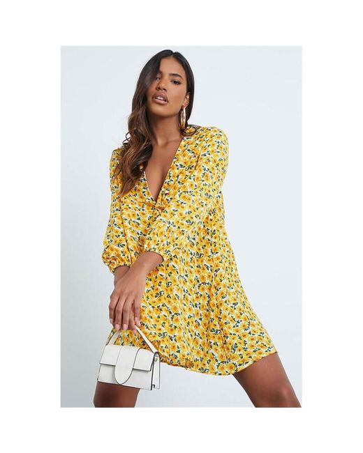 I Saw It First Woven Floral Print Puff Sleeve Skater Dress
