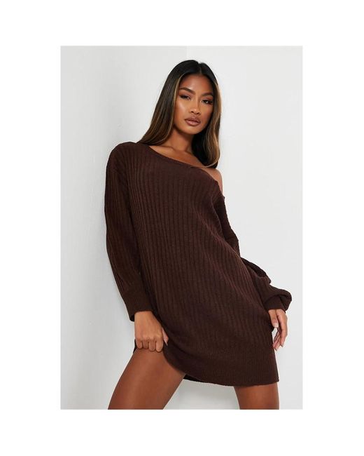 I Saw It First Slouchy Off The Shoulder Striped Jumper Dress
