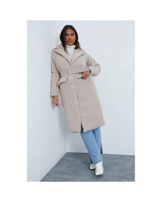 I Saw It First Stone Maxi Padded Utility Jacket With Front Pockets