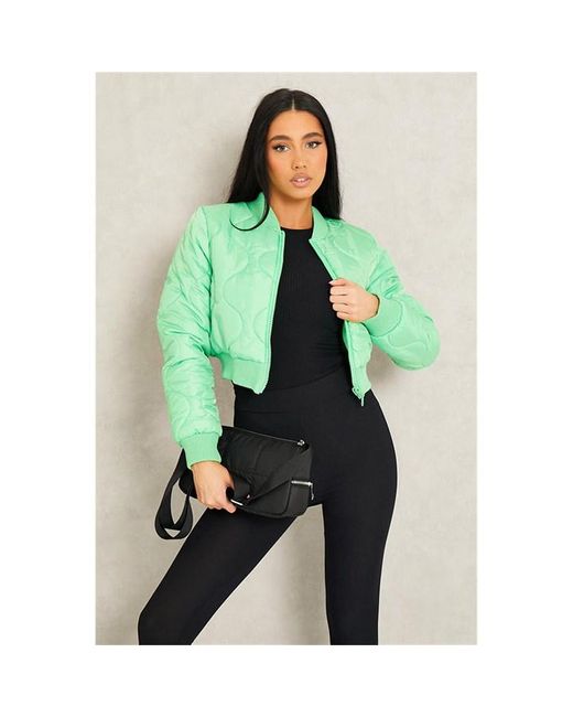 I Saw It First Cropped Onion Quilted Bomber Jacket