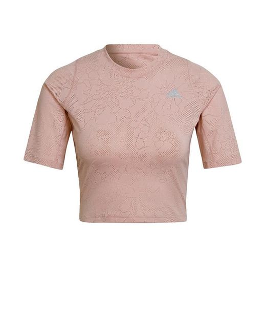 Adidas Run Fast Lace Crop Running T-Shirt